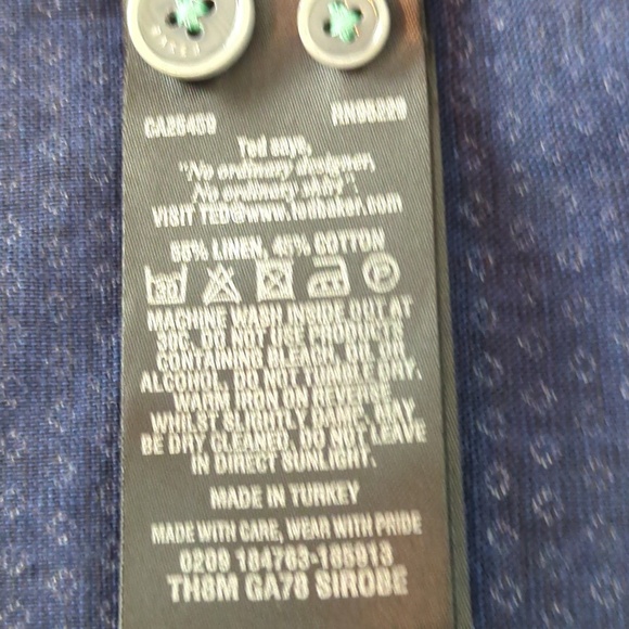 Ted Baker Navy Blue Linen Blend Short Sleeve Shirt XXL - Picture 12 of 13